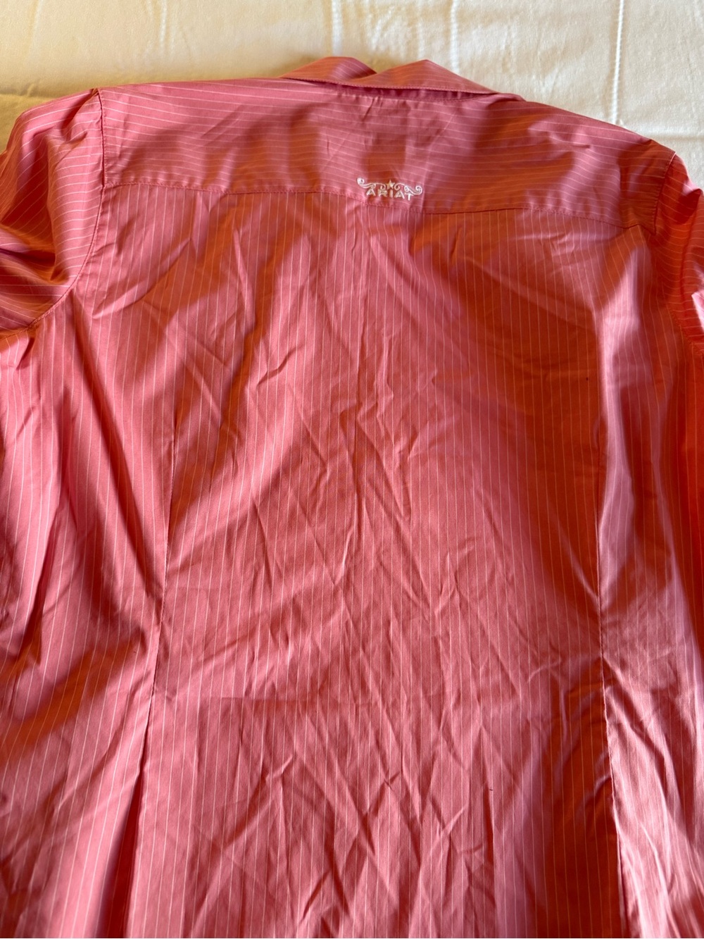 Ariat womens Pink Striped Stretch Wrinkle-Resistant Button-Down Shirt - Picture 8 of 9